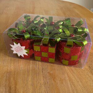 6 Multi Packs Red w/ Green Presents Gifts Box Ornaments by Hobby Lobby
